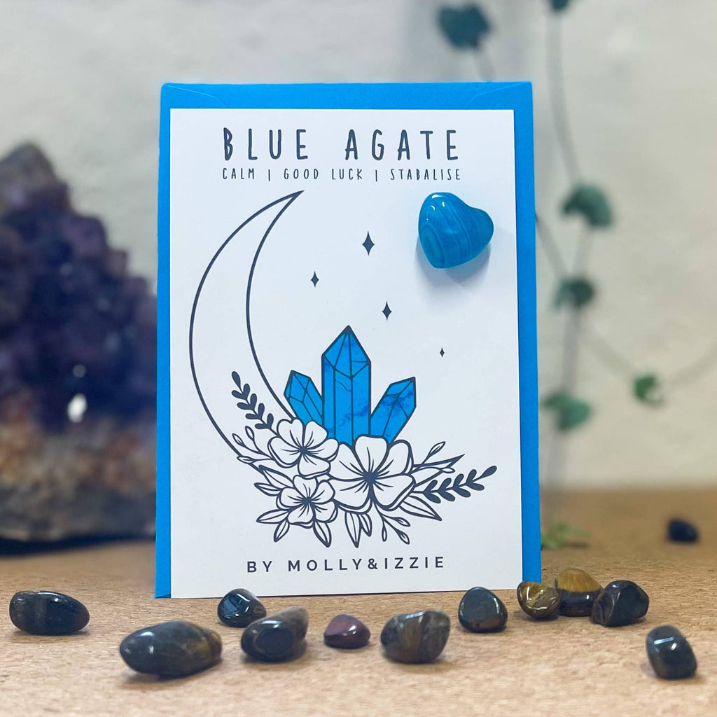 Blue Agate Crystal on Card