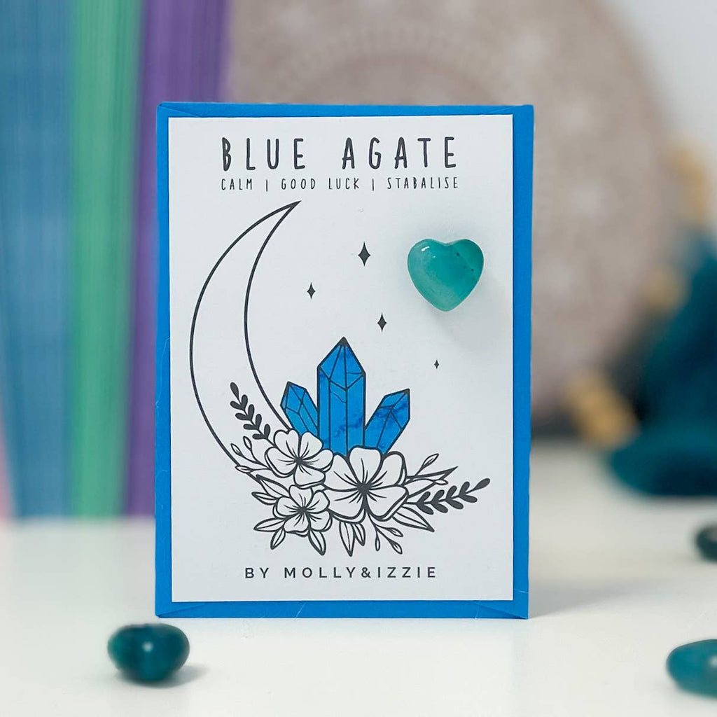 Blue Agate Crystal on Card